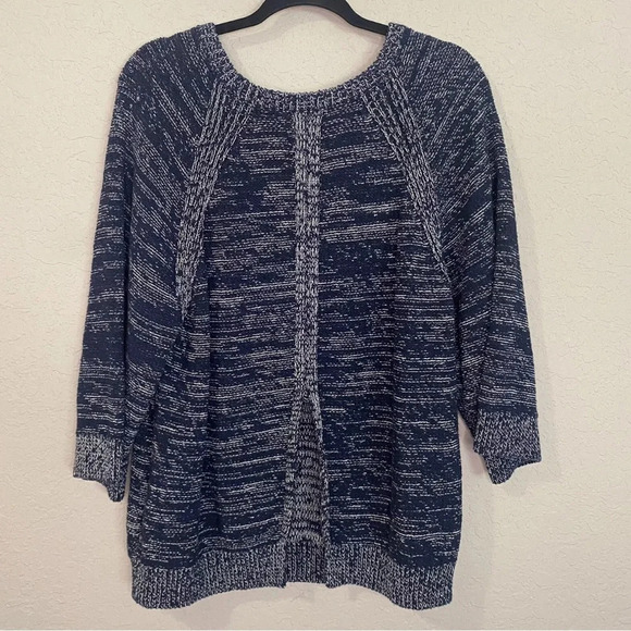 Massimo Dutti Women’s M Navy Blue Marled Heavy Knit Split Back Sweater - Picture 2 of 7